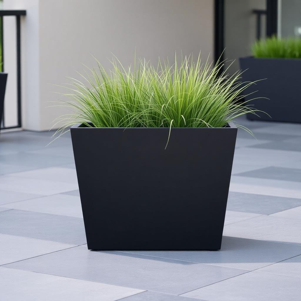 Rooftop café terrace — FRP planter installation